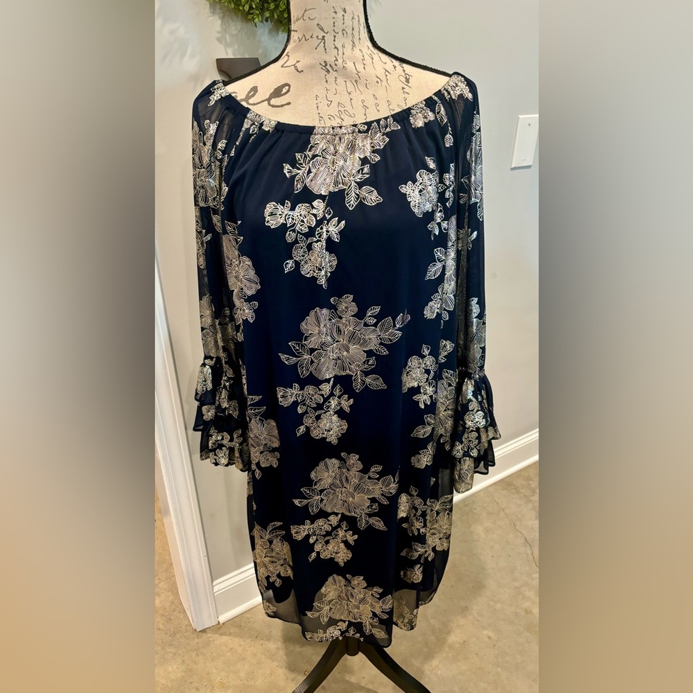 ⭐️ Navy Blue Ruffled Tiered Sheath Dress ⭐️